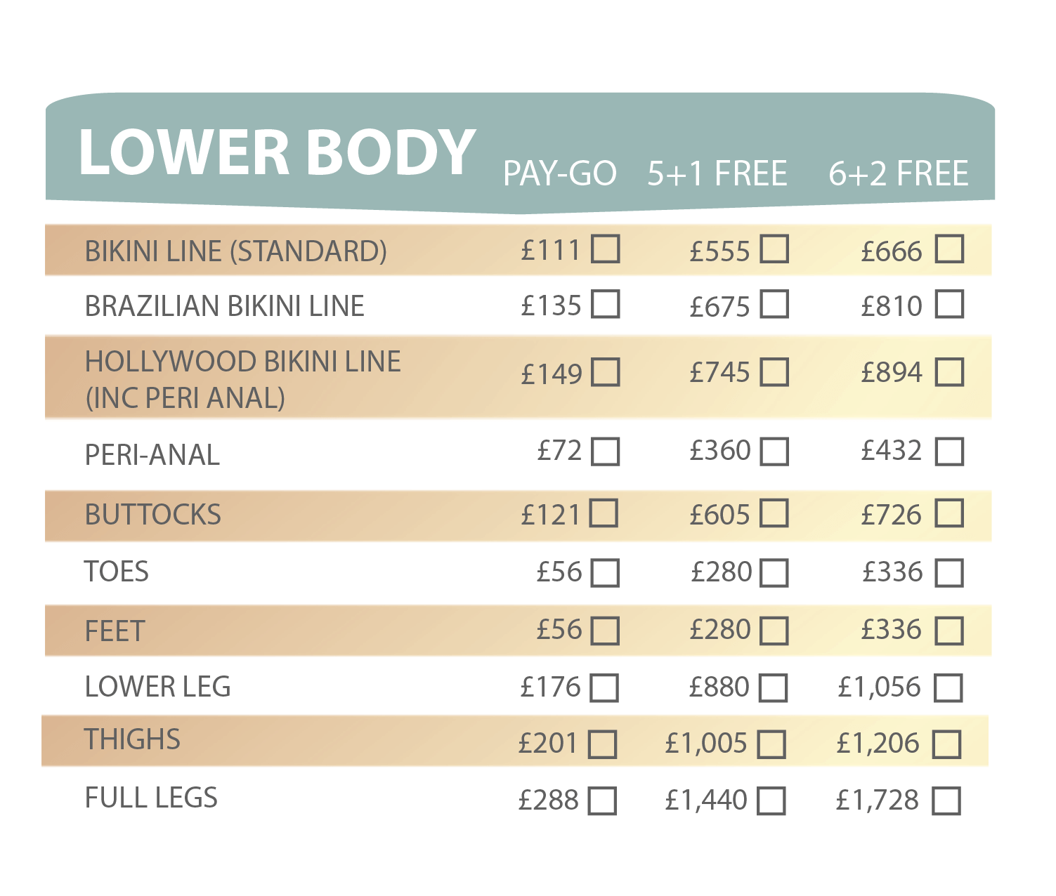 Lower Body Full legs laser Treatment prices Wimbledon
